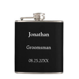 Elegant Zwart Wit Gepersonaliseerde Groomsman Flas Heupfles