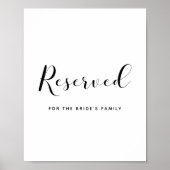 Elegant zwart-wit Gereserveerd trouwbord Poster (Voorkant)