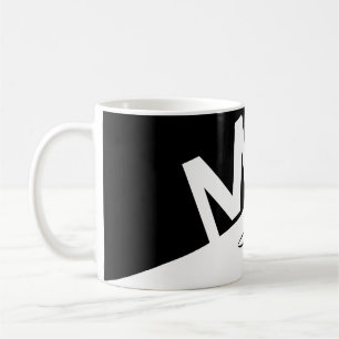 elegant zwart/wit gespleten Monogram initiaal Koffiemok