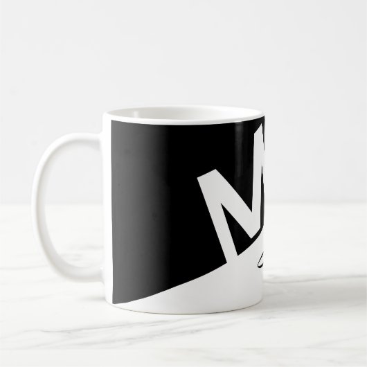 elegant zwart/wit gespleten Monogram initiaal Koffiemok (Links)