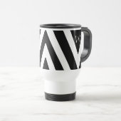 Elegant Zwart-Wit Gestreept Design Initiaal Reisbeker (Voorkant rechts)
