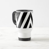 Elegant Zwart-Wit Gestreept Design Initiaal Reisbeker (Voorkant links)