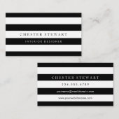 Elegant zwart wit gestreept - eenvoudige minimalis visitekaartje (Voorkant / Achterkant)