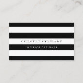 Elegant zwart wit gestreept - eenvoudige minimalis visitekaartje (Voorkant)