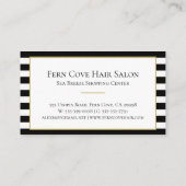 Elegant Zwart Wit Gestreept Roze Waterverf Bloemen Visitekaartje (Achterkant)