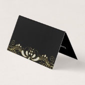 Elegant Zwart & Wit Glitter Floral Swirls Kant Visitekaartje (Achterkant)