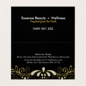 Elegant Zwart & Wit Glitter Floral Swirls Kant Visitekaartje (Binnenkant ongevouwen)