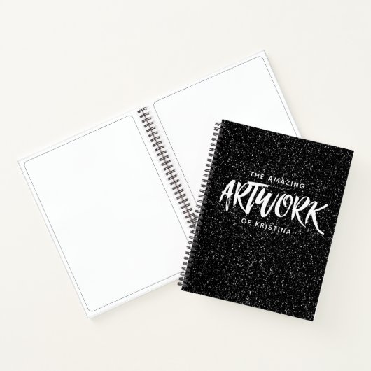 Elegant zwart wit glitter kunstenaar schetsboek notitieboek (Binnen)