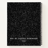 Elegant zwart wit glitter schetsboek notitieboek (Achterkant)