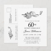 Elegant Zwart Wit Golf 60e Verjaardagsfeest Uitnodiging Briefkaart (Voorkant / Achterkant)