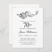 Elegant Zwart Wit Golf 70e Verjaardagsfeest Uitnodiging Briefkaart (Voorkant / Achterkant)