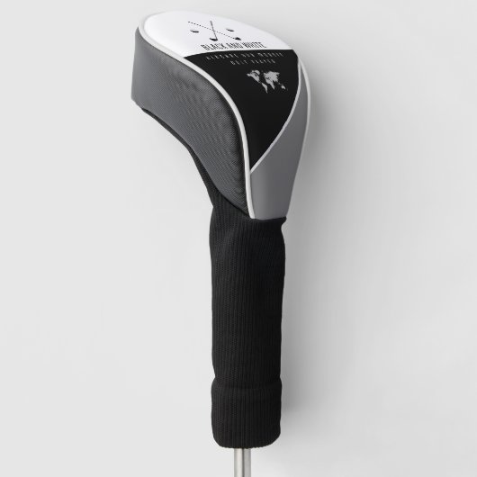 elegant zwart-wit golfheadcover (Schuin)