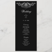 Elegant zwart-wit gotisch huwelijksprogramma menu (Voorkant)