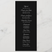 Elegant zwart-wit gotisch huwelijksprogramma menu (Achterkant)