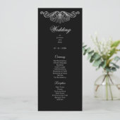 Elegant zwart-wit gotisch huwelijksprogramma menu (Staand voorkant)