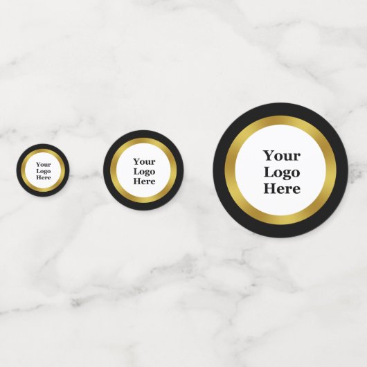 Elegant zwart wit goud bedrijf Uw Logo hier Confetti (Voorkanten)