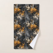 Elegant Zwart Wit Goud Bloemen Herhalend Patroon Bad Handdoek (Handdoek)
