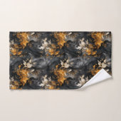 Elegant Zwart Wit Goud Bloemen Herhalend Patroon Bad Handdoek (Handdoek)
