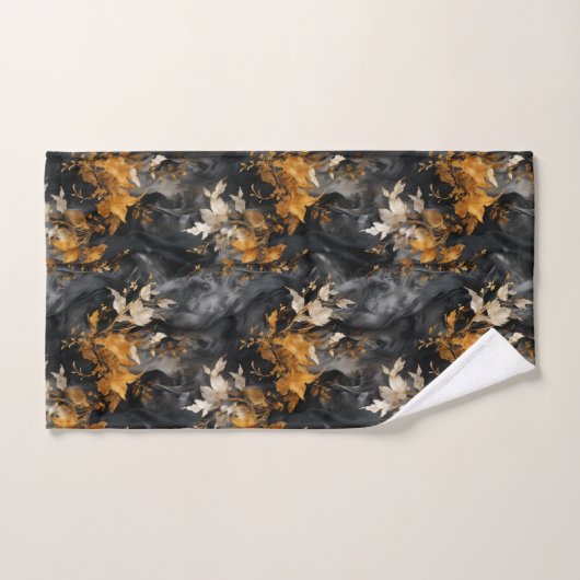 Elegant Zwart Wit Goud Bloemen Herhalend Patroon Bad Handdoek (Handdoek)