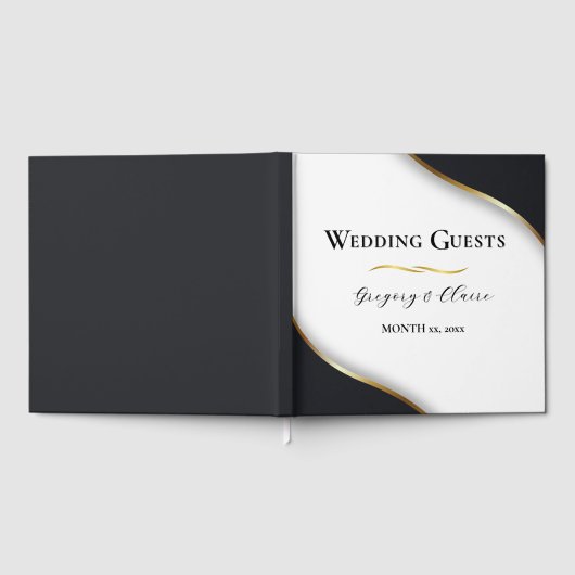 Elegant Zwart Wit Goud Bruiloft Gastenboek (Volledig)