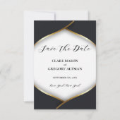 Elegant Zwart Wit Goud Bruiloft Save The Date (Voorkant)
