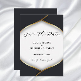 Elegant Zwart Wit Goud Bruiloft Save The Date