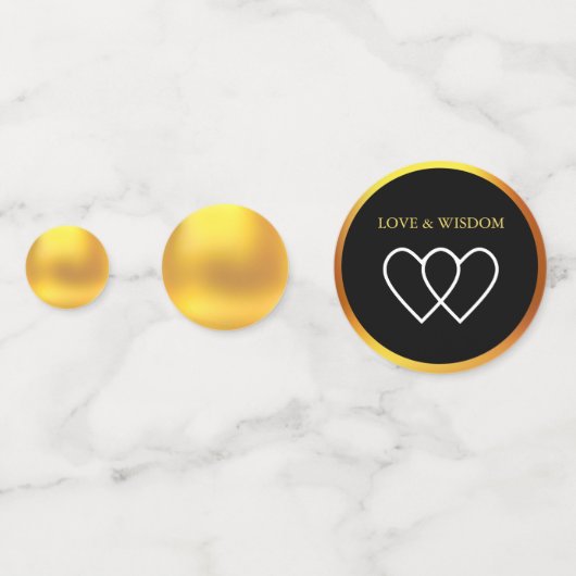 Elegant Zwart Wit & Goud Confetti (Achterkanten)