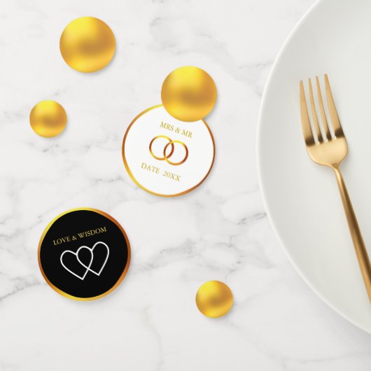 Elegant Zwart Wit & Goud Confetti (Groep)