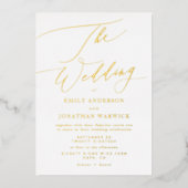 Elegant zwart-wit | Goud De bruiloft Folie Uitnodiging (Voorkant)