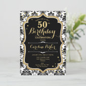 Elegant Zwart Wit Goud Foto 50e Verjaardag Kaart (Staand voorkant)
