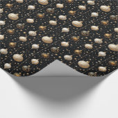 Elegant Zwart Wit Goud Glitter Ornament Cadeaupapier (Hoek)