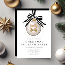Elegant Zwart Wit Goud Kerst Kerstborrel Feest