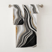 Elegant Zwart Wit Goud Marmer Bad Handdoek (Insitu)