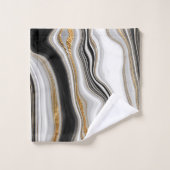Elegant Zwart Wit Goud Marmer Bad Handdoek (Wasdoekje)