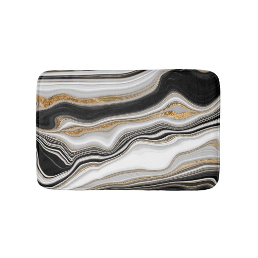 Elegant zwart wit goud marmer badmat (Voorkant)