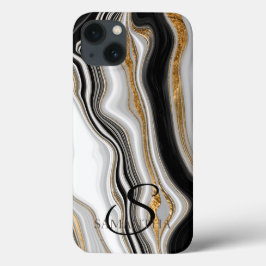 Elegant zwart wit goud marmer Case-Mate iPhone case