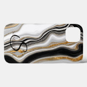 Elegant zwart wit goud marmer Case-Mate iPhone case (Achterkant (horizontaal))