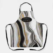 Elegant Zwart Wit Goud Marmer Schort (Voorkant)