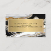 Elegant zwart wit goud marmer visitekaartje (Achterkant)