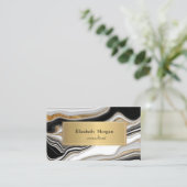 Elegant zwart wit goud marmer visitekaartje (Staand voorkant)