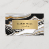 Elegant zwart wit goud marmer visitekaartje (Voorkant)