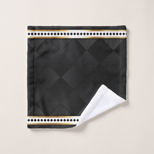 Elegant Zwart, Wit & Goud met Swirls Bad Handdoek (Wasdoekje)