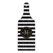 Elegant Zwart Wit Goud Monogram Gepersonaliseerd Snijplank (Voorkant)