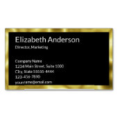 Elegant Zwart Wit Goud Naam Functie Titel Contact Magnetisch Visitekaartje (Voorkant)
