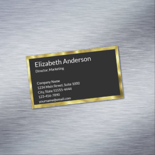Elegant Zwart Wit Goud Naam Functie Titel Contact Magnetisch Visitekaartje