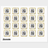 Elegant Zwart Wit Goud QR Code Verloren en Gevonde Vierkante Sticker (Vel)