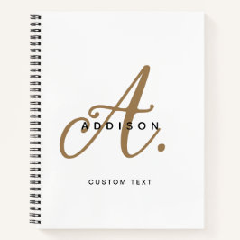 Elegant Zwart Wit Goud Schrift Monogram Notitieboek