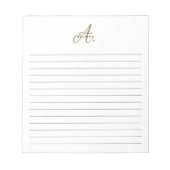 Elegant Zwart Wit Goud Script Monogram Gevoerd Notitieblok (Voorkant)