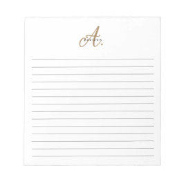 Elegant Zwart Wit Goud Script Monogram Gevoerd Notitieblok