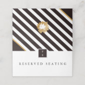 Elegant Zwart Wit Goud Streep Bruiloft Plaats Kaar Plaatskaartje (Buitenkant ongevouwen)